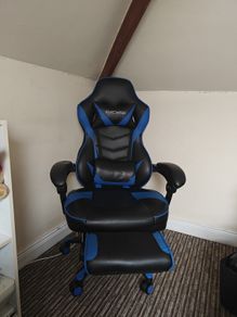 ELECWISH Gaming Chair with Footrest Black & Blue