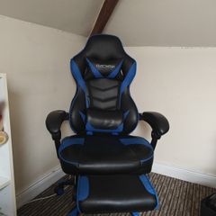 ELECWISH Gaming Chair with Footrest Black & Blue