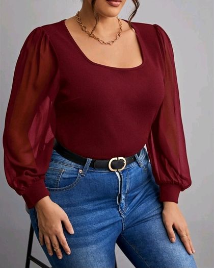 SHEIN Burgundy Chiffon Sleeve Top. Size 18. New