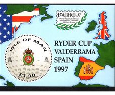 1997 Isle of Man Ryder Cup Valderrama Spain 1997 Commemorative Stamp Miniature Sheet Mint Never Hinged (MNH)