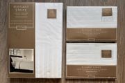 NEW Elegant Stripe Luxury Jacquard Duvet Cover set in white, made of 100% cotton with a 200 thread count  &amp; 2 Elegant Stripe Luxury Jacquard Pillowcase