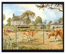 1992 Guernsey 50th Anniversary of Royal Guernsey Agricultural & Horticultural Society (Guernsey Calves) Miniature Sheet Mint Never Hinged (MNH)