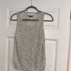GUESS Designer Women's Knit Sleeveless Top in Sparkly Grey - Size UK 8
