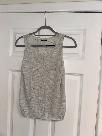 GUESS Designer Women's Knit Sleeveless Top in Sparkly Grey - Size UK 8