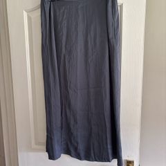 White company long silky effect steel grey skirt