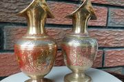 Antique Indian Etched Brass Vases