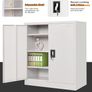 Metal Storage Cabinet with 2 Door and 3 Adjustable Shelves, 109CM Tall Storage Cupboard with Lock for Home, Office, Warehouse, 109 x 40 x 90 cm (Light Grey) Image 10