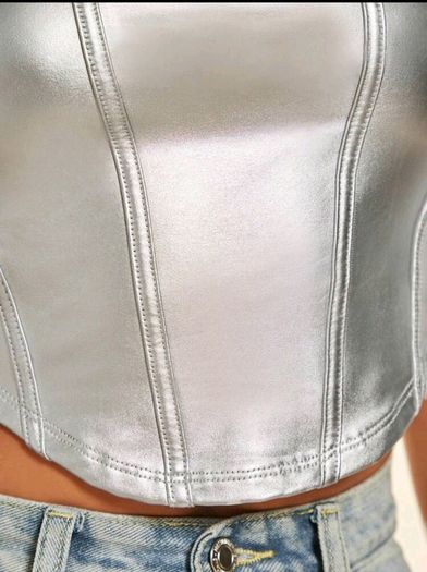 SHEIN BAE Square Neck Asymmetrical Hem PU Leather Tank Top Size S