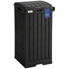 110 L Outdoor Bin with Dual Lid, Waterproof Plastic Trash Bin with Ashtray and Drip Tray, Garden Waste Trash Bin, Black