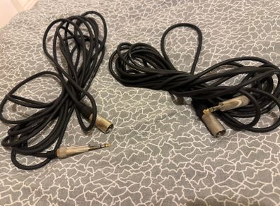 Pair of Stagg jack to male xlr 2m cables x2