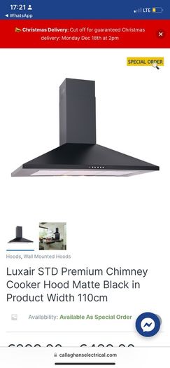 extractor hood brand new