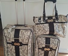 Brown 3 Piece Snake Skin Luggage Set