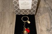 Tipperary Crystal Gold and Pink Cupcake with Red Cherries Keyring
