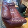 Burgundy 3-seater leather sofa Image 3