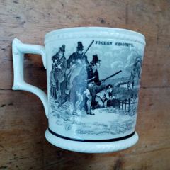 Antique Transferware Mug with Country Sports Scenes - Antique Mug