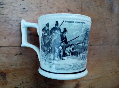 Antique Transferware Mug with Country Sports Scenes - Antique Mug
