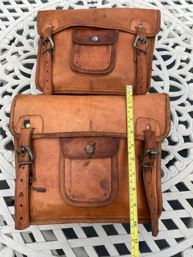 Leather saddlebags rustic tan