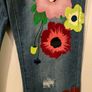 Denim Painted Flower Jeans - Size 14/16 Image 4