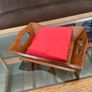 Vintage Mid Century Decorative Wooden Tray Bread Basket Serviette Holder Image 9