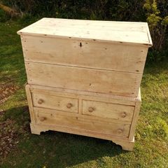 Antique Irish Pine Dowry Chest - Vernacular Irish Pine Furniture - Antique Irish Blanket Chest - Antique Irish Country Furniture