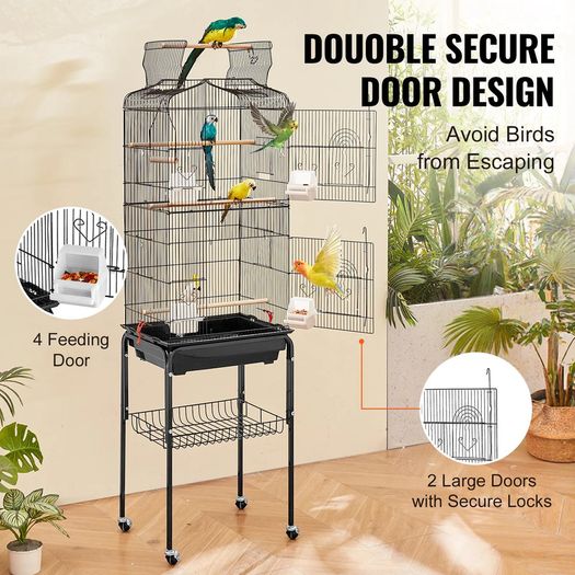 Large Bird Cage 62 Inch with Rolling Stand & Tray