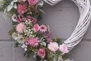 White wicker heart wreath