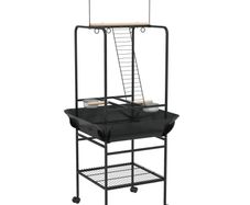 Steel Bird Table, Bird Feeder stand, with Perches, Stainless Steel Feed Bowls, Trays - Dark Grey