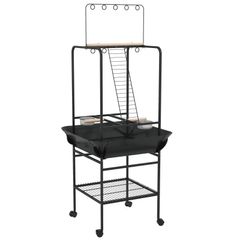 Steel Bird Table, Bird Feeder stand, with Perches, Stainless Steel Feed Bowls, Trays - Dark Grey