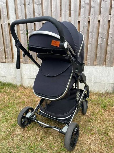 Magic ZC 3 in 1 Pushchair Pram Travel System, Baby Stroller 3 in 1 with Reversible Two Pushing Modes, Newborn Infant Carriage One-Click Folding, Toddler Buggy Aluminum Frame (739 Black)