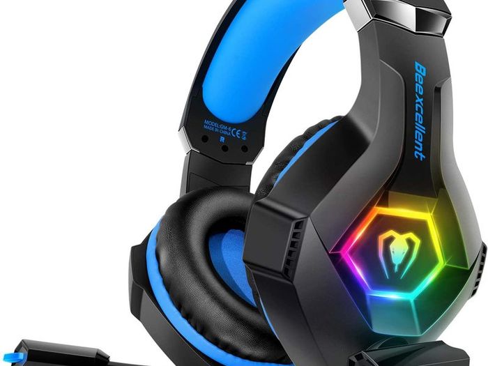 Gaming Headset Stereo Surround Sound Gaming Headphones with Breathing RGB Light & Adjustable Mic for PS4 PC Xbox One(S/X) Laptop Mac