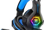 Gaming Headset Stereo Surround Sound Gaming Headphones with Breathing RGB Light & Adjustable Mic for PS4 PC Xbox One(S/X) Laptop Mac