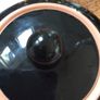Villeroy and Boch Biarritz Mid century Black glazed lidded sugar bowl with pink / peach interior Image 3