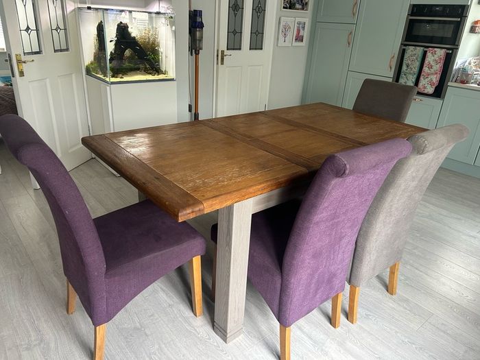 Extendable Dining Table, Bench and Chairs