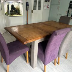 Extendable Dining Table, Bench and Chairs