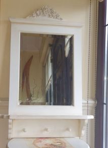 French country cream floral mirror with shelf