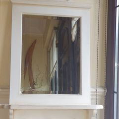 French country cream floral mirror with shelf