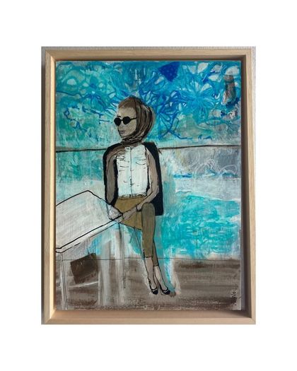 Original Figurative Painting GiFT Irish Art Grace Kelly inspired Cruise Yacht Art