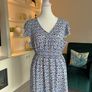 Ladies Blue & White Floral Dress with Flutter Sleeves from Encuentro Image 4