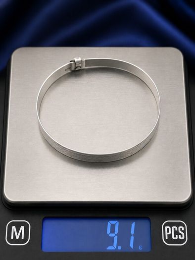 925 Vintage Sterling Silver Engraved Bangle