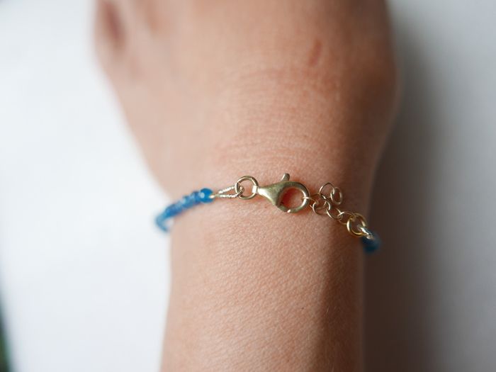 925 Sterling Silver Beaded bracelet with blue and orange stones
