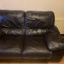2-1 real leather, chocolate  brown couch and armchair. Image 5