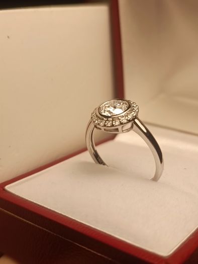 14ct White Gold 1.19 carat Lab Grown Diamond Halo Cluster Ring (Bargain Price)