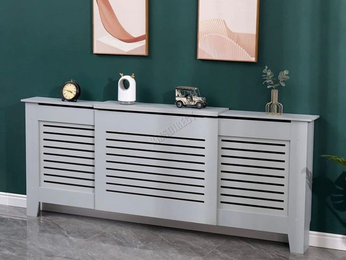 Grey Painted Radiator Cover Wall Cabinet Wood MDF Traditional Modern Adjustable (FREE POSTAGE)