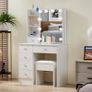 Dressing Table with Sliding Mirror and Stool, Vanity Desk with Adjustable Brightness, Makeup Table with 6 Drawers and 6 Shelves, White, 80x36x131 cm Image 2