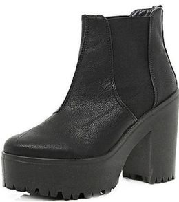 River Island Womens Black chunky platform Chelsea boots