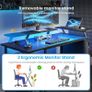 Gaming Desk with LED Lights Power Outlets Reversible Computer Storage Shelves Small corner for Home Office Study 100x50cm Black Image 6