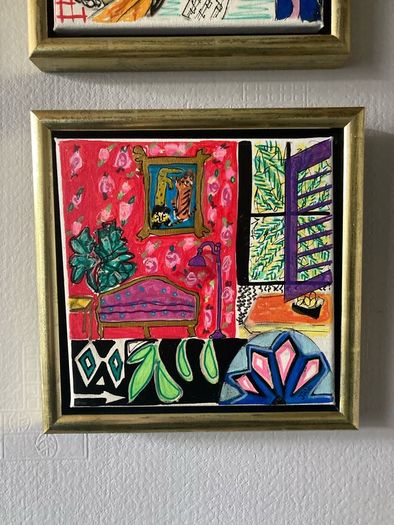 Original Matisse Inspired Artwork Framed  Original Art Contemporary Irish Art Floral Art