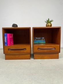 Vintage G Plan Mid Century Teak Bedside Tables / Cabinets