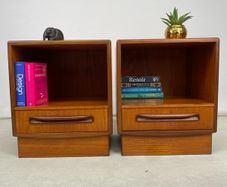Vintage G Plan Mid Century Teak Bedside Tables / Cabinets
