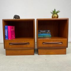 Vintage G Plan Mid Century Teak Bedside Tables / Cabinets